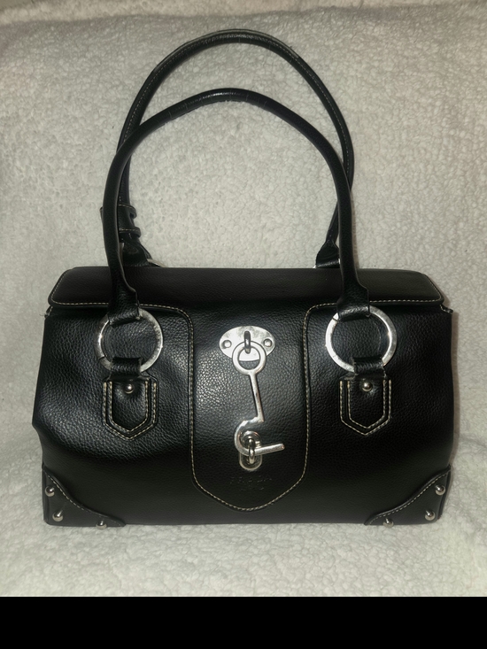 Prada Handbags - Vintage/Antique Prada Black Leather Satchel with Silver Hook Lock Hardware